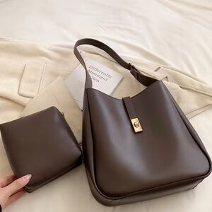 Chic Brown Shoulder Bag Set